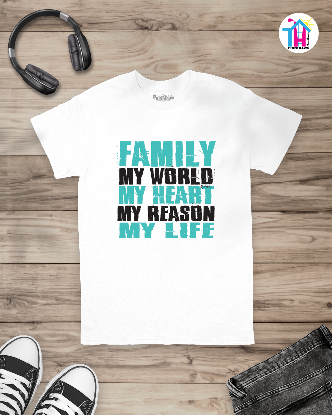 My World, My Heart - Family T-Shirt By Printhaws Creations