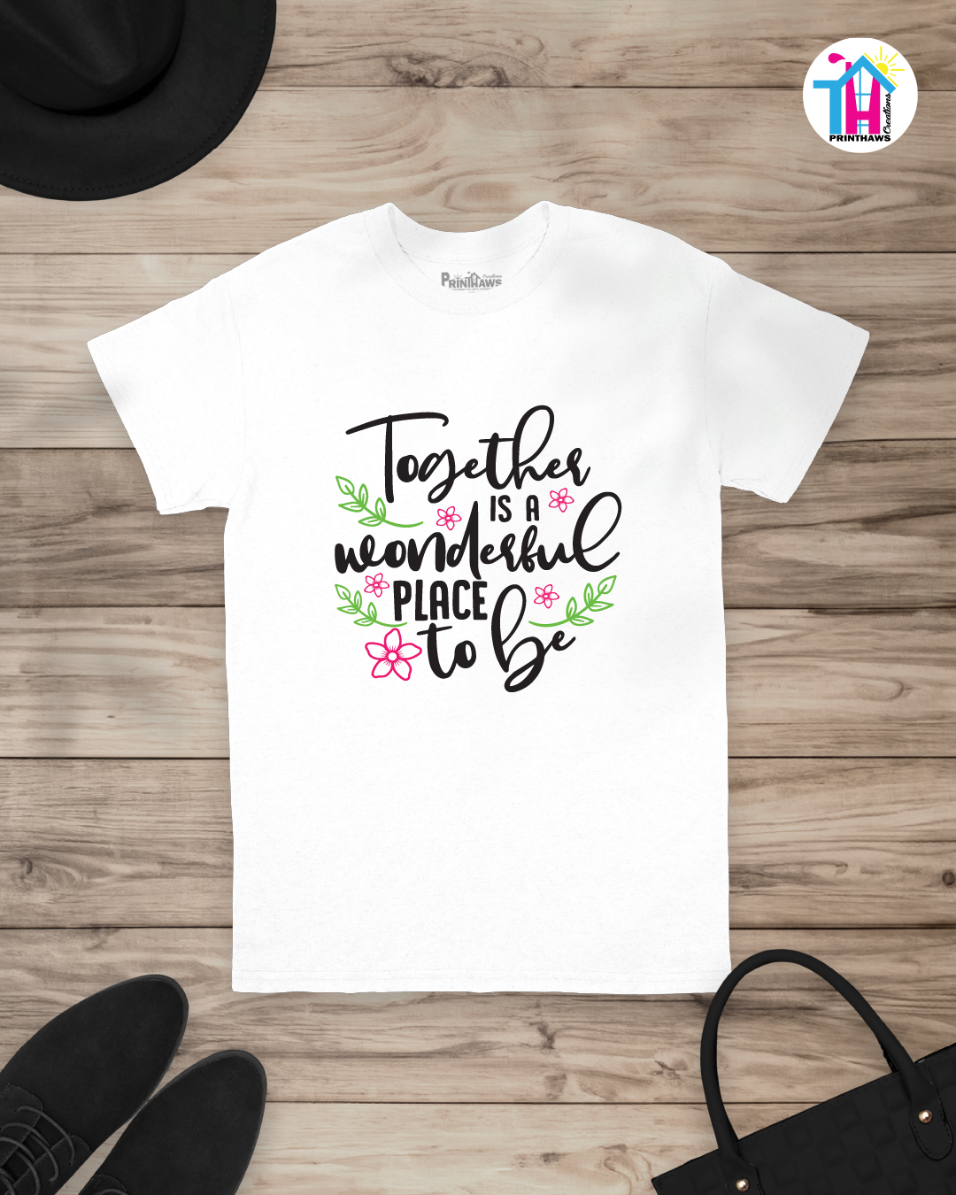 Together Is A Wonderful Place - Family T-Shirt By Printhaws Creations