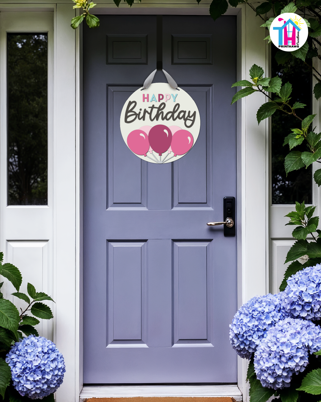 Candy Pop - Birthday Door Hanger By Printhaws Creations, 16" Round Wooden Front Door Sign, Layered Hand-Painted Entryway Decor