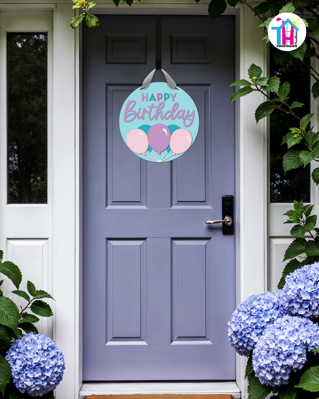 Dream Frost - Birthday Door Hanger By Printhaws Creations, 16" Round Wooden Front Door Sign, Layered Hand-Painted Entryway Decor