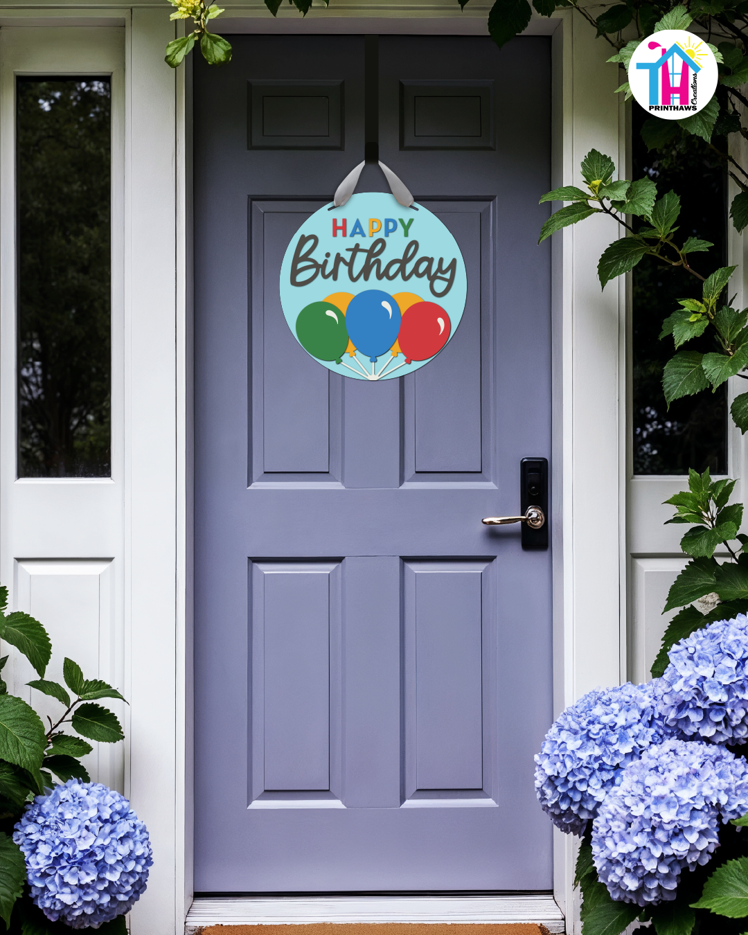 Retro Quest - Birthday Door Hanger By Printhaws Creations, 16" Round Wooden Front Door Sign, Layered Hand-Painted Entryway Decor
