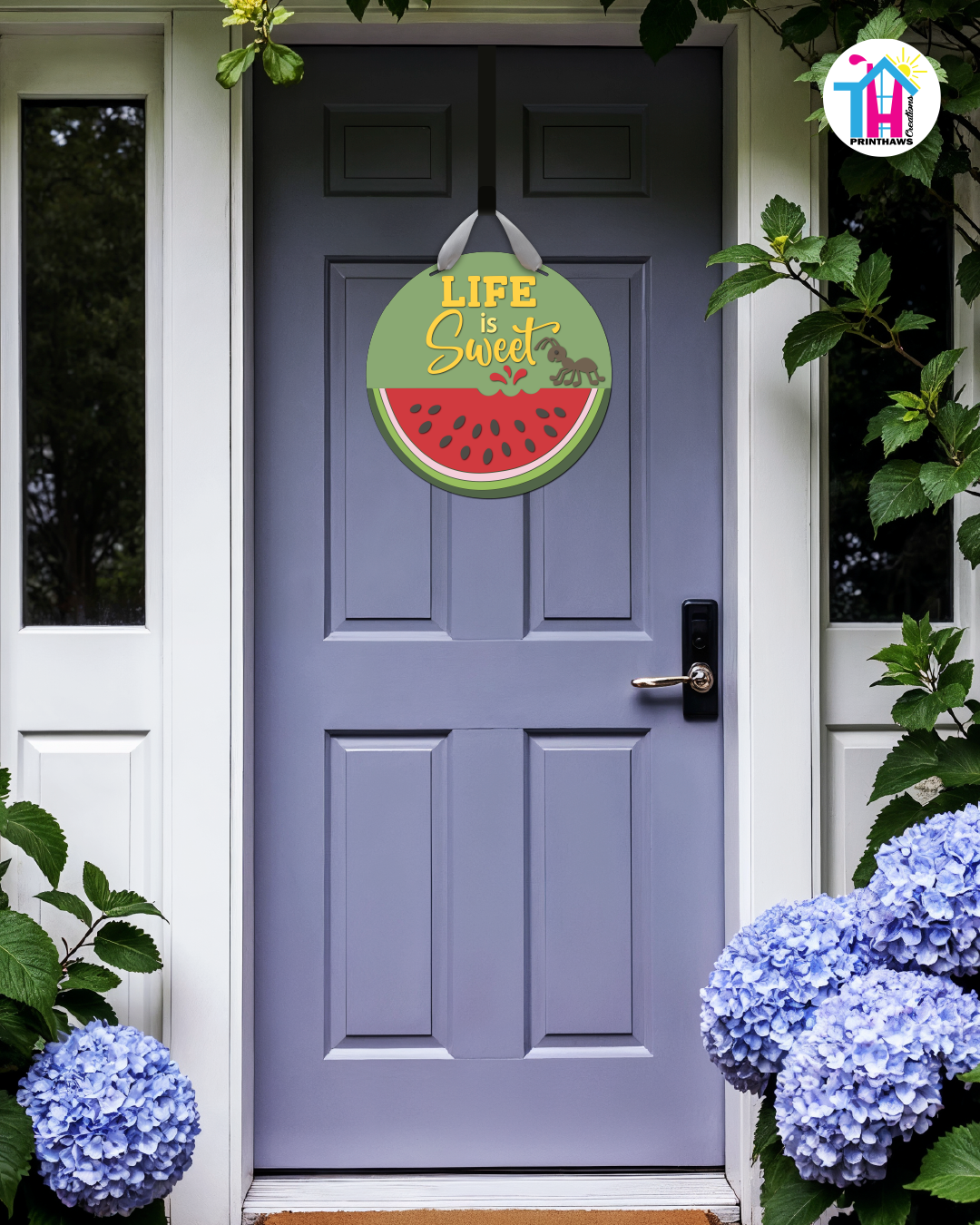 Ant - Summer Door Hanger By Printhaws Creations, 16" Round Wooden Front Door Sign, Layered Hand-Painted Entryway Decor