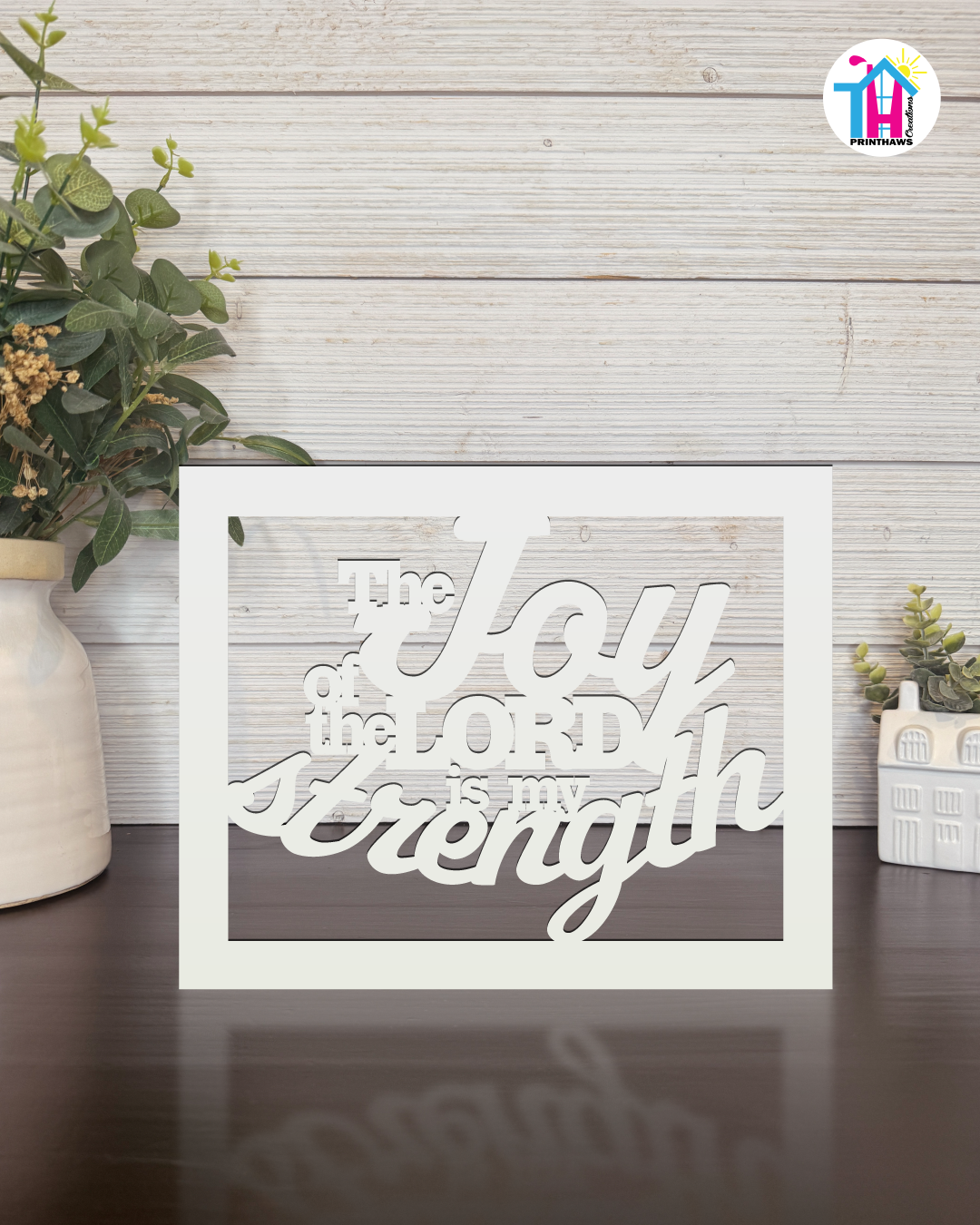 Lord Is My Strength - Faith Silhouette Versatile Decor By Printhaws Creations, Laser-Cut Wooden Tabletop or Wall Sign, Open-Cut Christian Home Decor