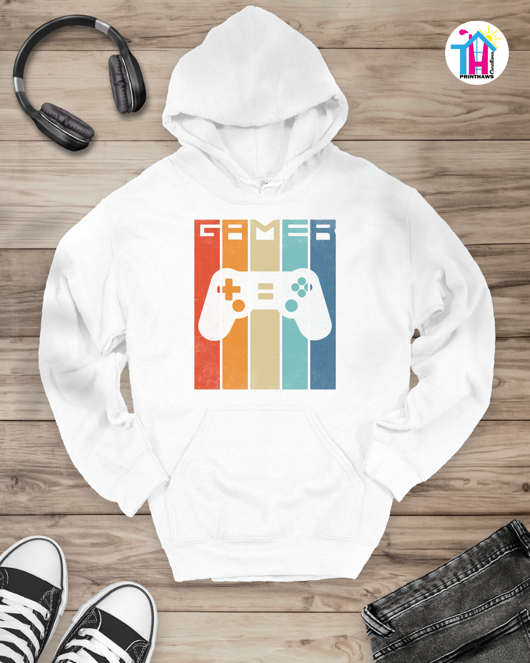 Gamer Retro Vintage - Jino Pro Gamer Hoodie By Printhaws Creations