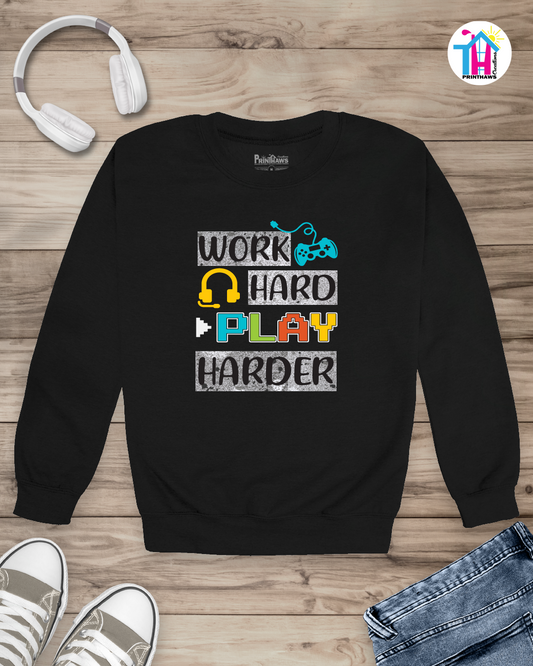 Work Hard Play Harder - Jino Pro Gamer Long Sleeve By Printhaws Creations