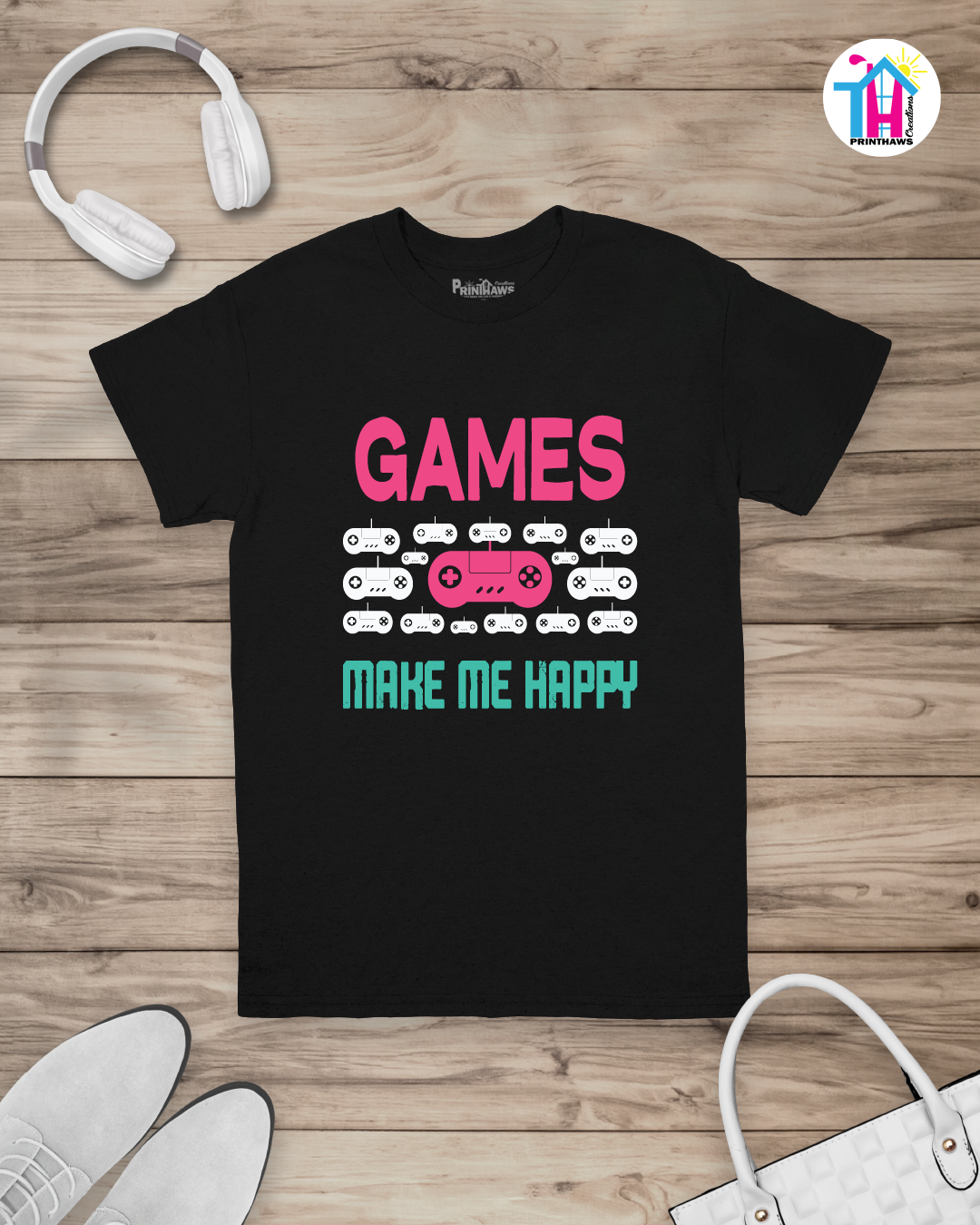 Games Make Me Happy - Jeri Kid Gamer T-Shirt By Printhaws Creations