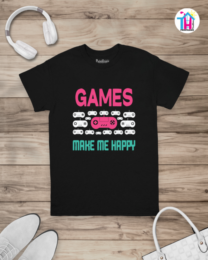 Games Make Me Happy - Jeri Kid Gamer T-Shirt By Printhaws Creations