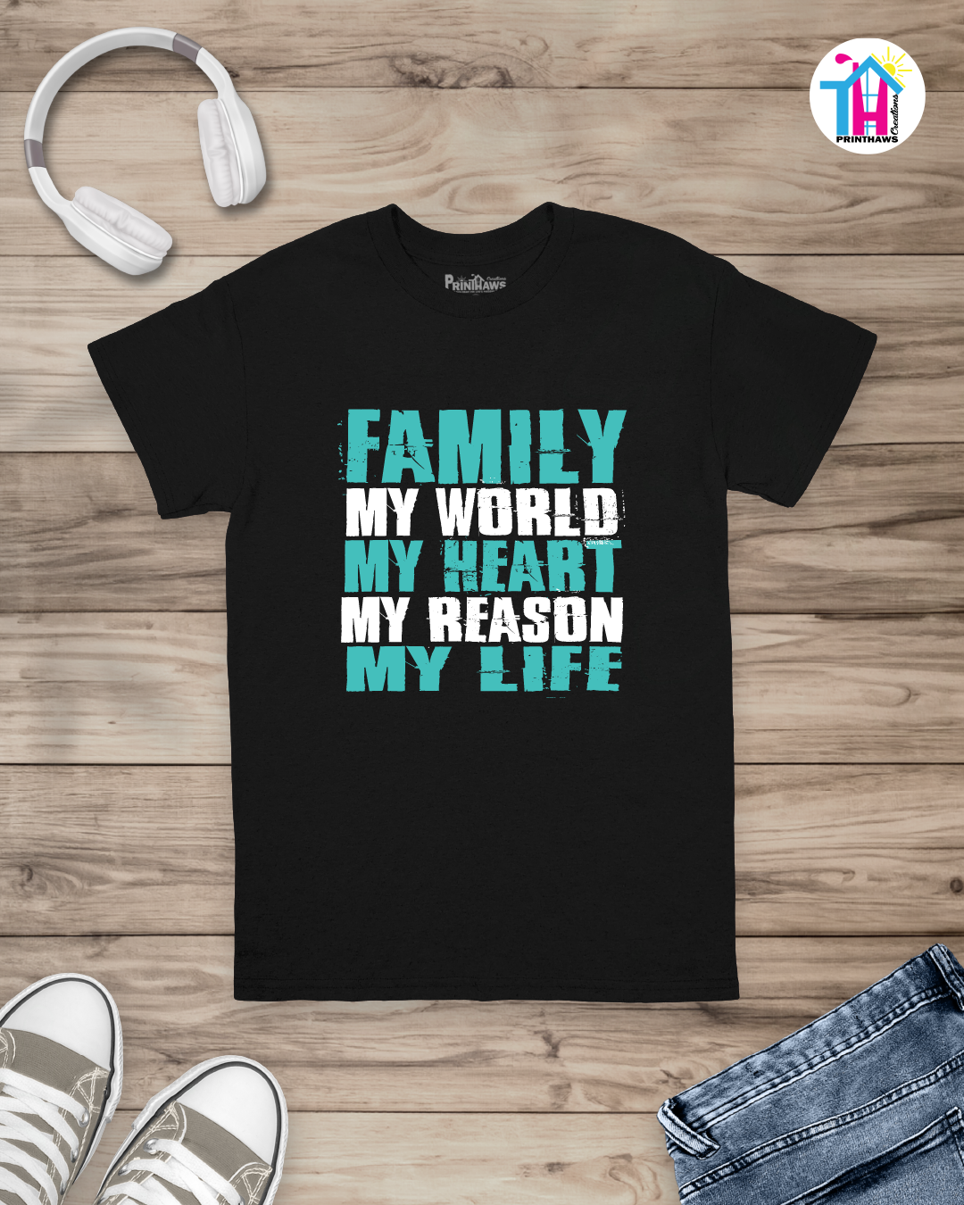 My World, My Heart - Family T-Shirt By Printhaws Creations