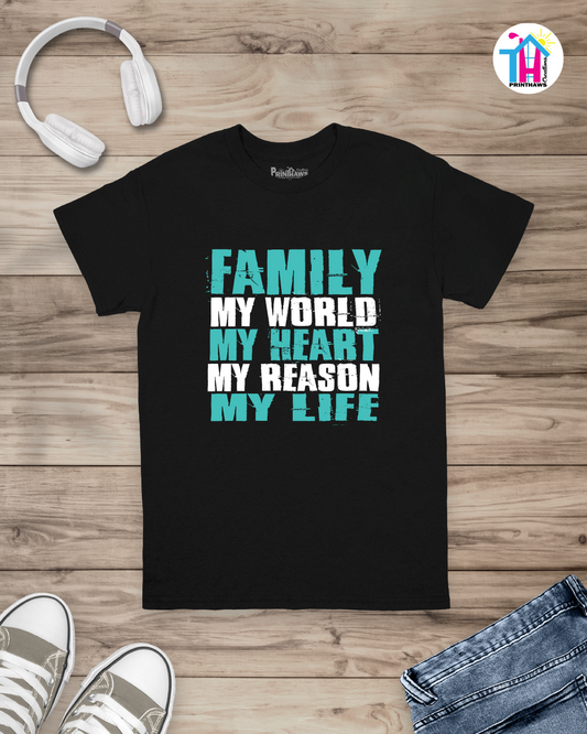 My World, My Heart - Family T-Shirt By Printhaws Creations
