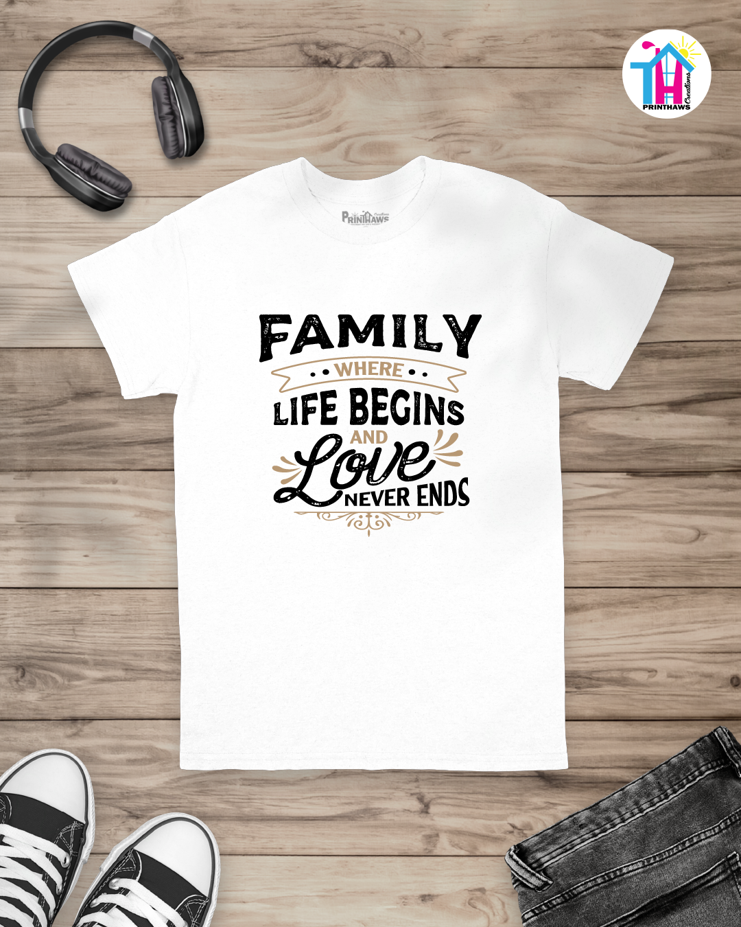 Where Life Begins - Family T-Shirt By Printhaws Creations