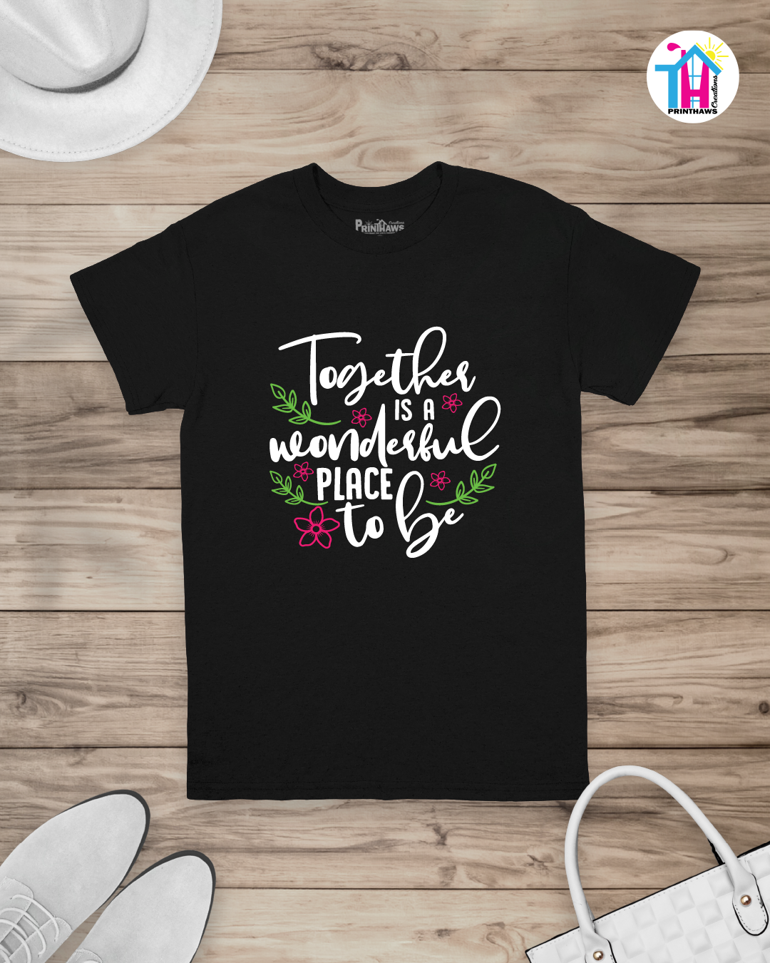 Together Is A Wonderful Place - Family T-Shirt By Printhaws Creations