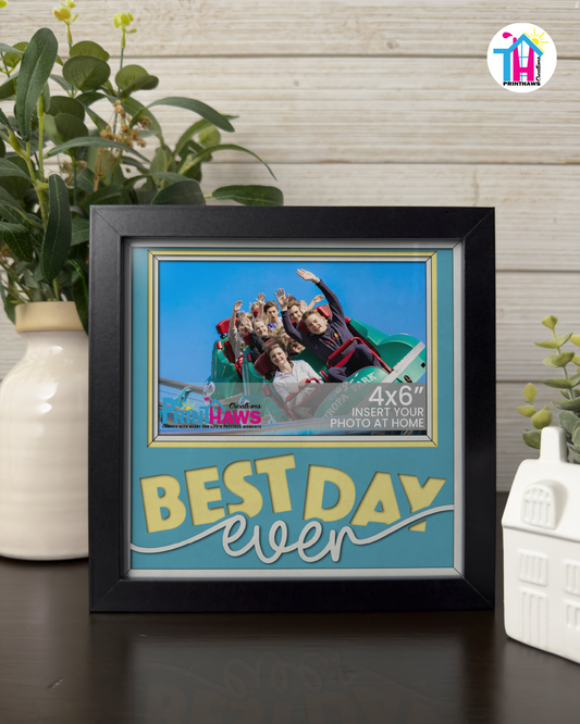 Best Day Ever - Crafted Memoirs Photo Frame By Printhaws Creations, Matte Black Frame In Sapphire Blue, Twilight Serenade Theme (Colorplay, Dynamic), 8x8 Frame Holds (4R) Photo - For Summer Days