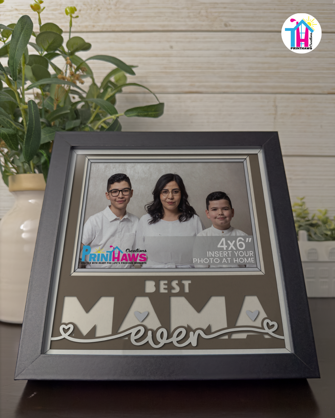 Best Mama Ever - Crafted Memoirs Photo Frame By Printhaws Creations, Matte Black Frame, In A Refined Range Of Colors, 8x8 Frame Holds (4R) Photo - For Mom