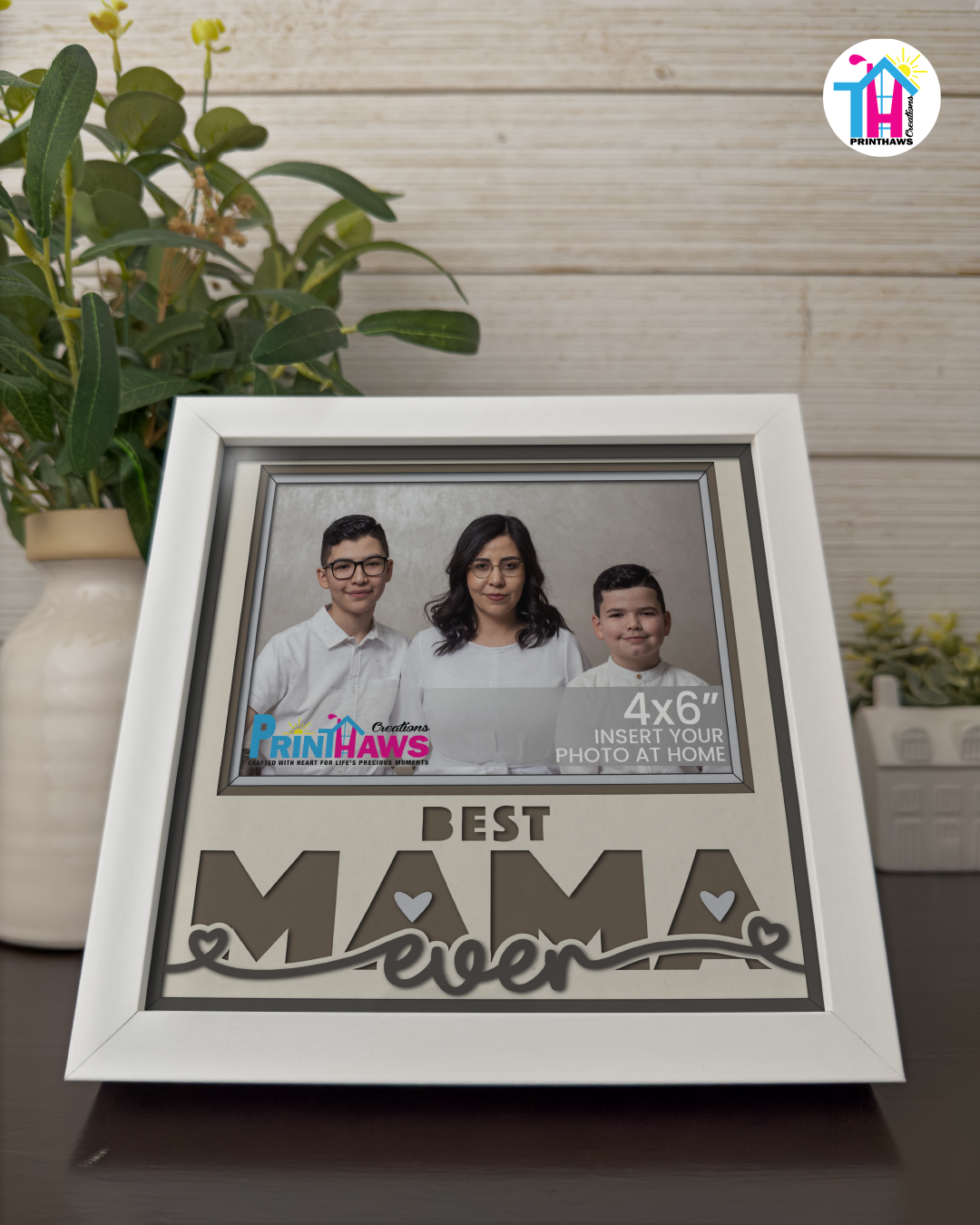 Best Mama Ever - Crafted Memoirs Photo Frame By Printhaws Creations, Matte White Frame, In A Refined Range Of Colors, 8x8 Frame Holds (4R) Photo - For Mom