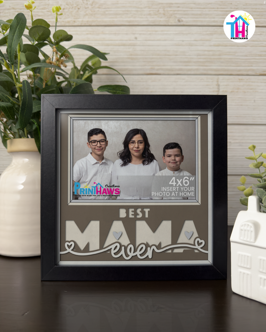 Best Mama Ever - Crafted Memoirs Photo Frame By Printhaws Creations, Matte Black Frame, In A Refined Range Of Colors, 8x8 Frame Holds (4R) Photo - For Mom