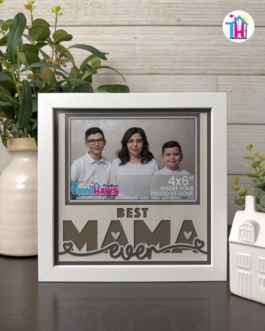 Best Mama Ever - Crafted Memoirs Photo Frame By Printhaws Creations, Matte White Frame, In A Refined Range Of Colors, 8x8 Frame Holds (4R) Photo - For Mom