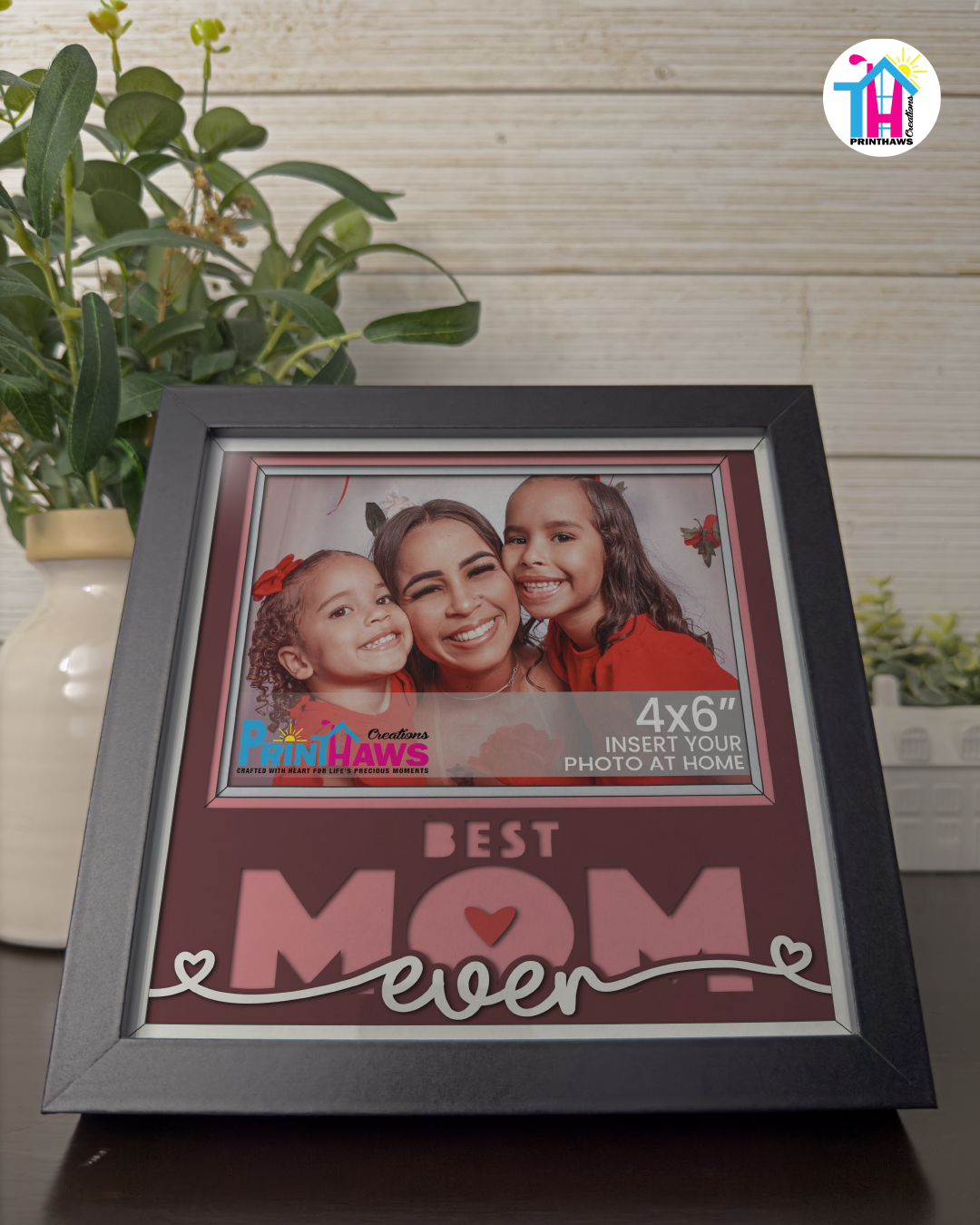 Best Mom Ever - Crafted Memoirs Photo Frame By Printhaws Creations, Matte Black Frame, In A Refined Range Of Colors, 8x8 Frame Holds (4R) Photo - For Mom