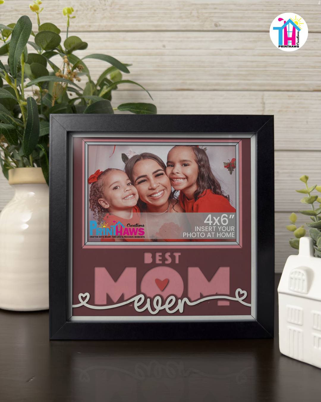 Best Mom Ever - Crafted Memoirs Photo Frame By Printhaws Creations, Matte Black Frame, In A Refined Range Of Colors, 8x8 Frame Holds (4R) Photo - For Mom