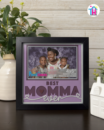 Best Momma Ever - Crafted Memoirs Photo Frame By Printhaws Creations, Matte Black Frame, In A Refined Range Of Colors, 8x8 Frame Holds (4R) Photo - For Mom