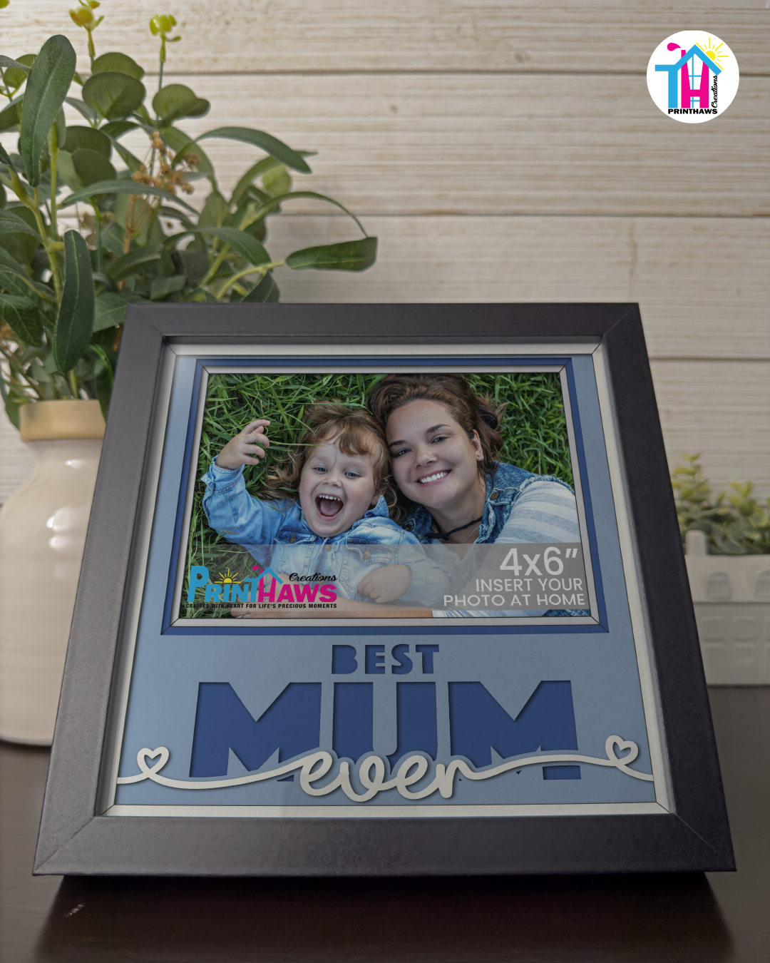 Best Mum Ever - Crafted Memoirs Photo Frame By Printhaws Creations, Matte Black Frame, In A Refined Range Of Colors, 8x8 Frame Holds (4R) Photo - For Mom