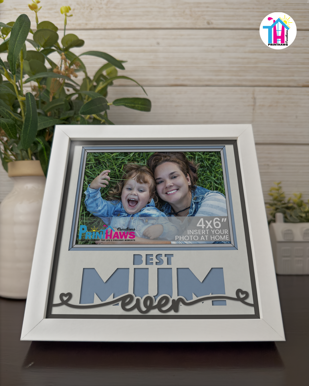 Best Mum Ever - Crafted Memoirs Photo Frame By Printhaws Creations, Matte White Frame, In A Refined Range Of Colors, 8x8 Frame Holds (4R) Photo - For Mom