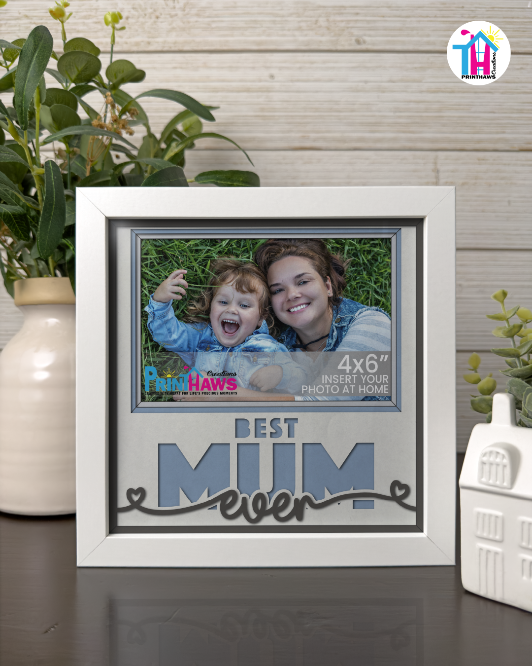 Best Mum Ever - Crafted Memoirs Photo Frame By Printhaws Creations, Matte White Frame, In A Refined Range Of Colors, 8x8 Frame Holds (4R) Photo - For Mom