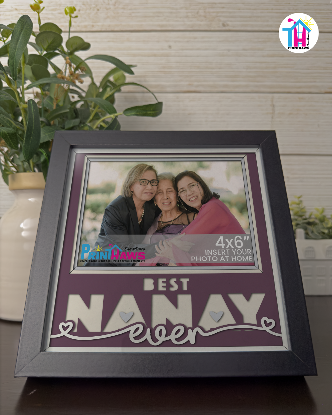 Best Nanay Ever - Crafted Memoirs Photo Frame By Printhaws Creations, Matte Black Frame, In A Refined Range Of Colors, 8x8 Frame Holds (4R) Photo - For Mom