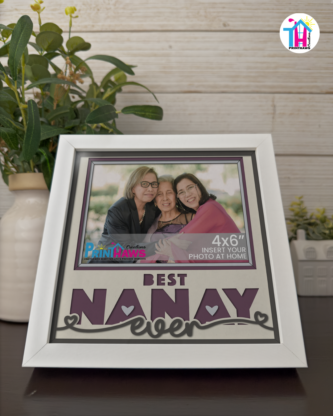 Best Nanay Ever - Crafted Memoirs Photo Frame By Printhaws Creations, Matte White Frame, In A Refined Range Of Colors, 8x8 Frame Holds (4R) Photo - For Mom