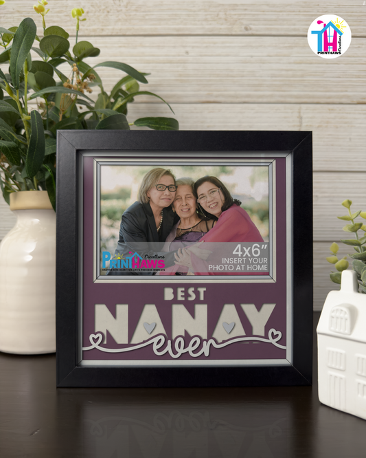 Best Nanay Ever - Crafted Memoirs Photo Frame By Printhaws Creations, Matte Black Frame, In A Refined Range Of Colors, 8x8 Frame Holds (4R) Photo - For Mom