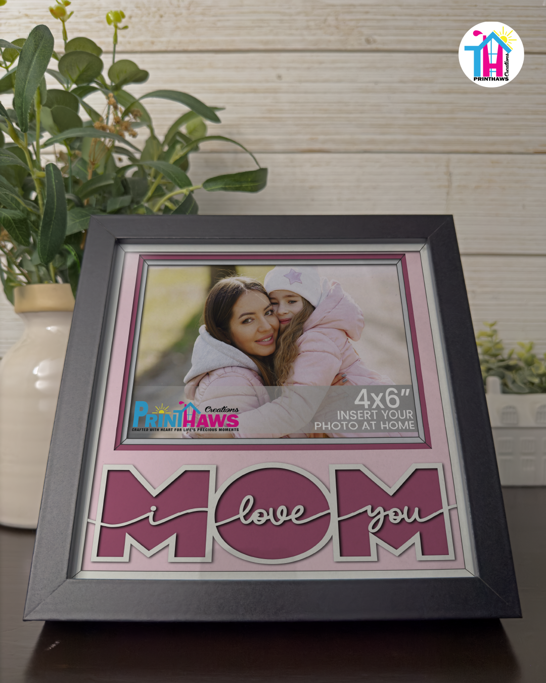 I Love You Mom - Crafted Memoirs Photo Frame By Printhaws Creations, Matte Black Frame, In A Refined Range Of Colors, 8x8 Frame Holds (4R) Photo - For Mom