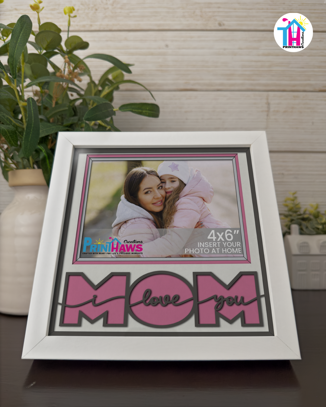 I Love You Mom - Crafted Memoirs Photo Frame By Printhaws Creations, Matte White Frame, In A Refined Range Of Colors, 8x8 Frame Holds (4R) Photo - For Mom