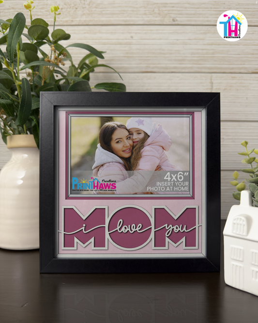 I Love You Mom - Crafted Memoirs Photo Frame By Printhaws Creations, Matte Black Frame, In A Refined Range Of Colors, 8x8 Frame Holds (4R) Photo - For Mom