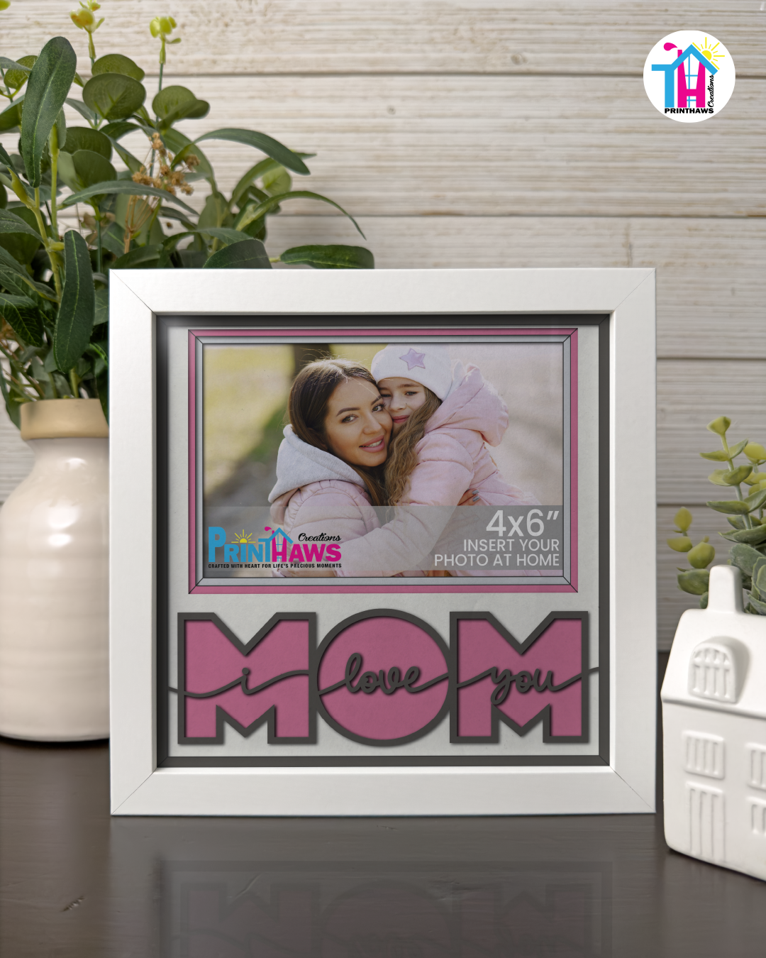 I Love You Mom - Crafted Memoirs Photo Frame By Printhaws Creations, Matte White Frame, In A Refined Range Of Colors, 8x8 Frame Holds (4R) Photo - For Mom
