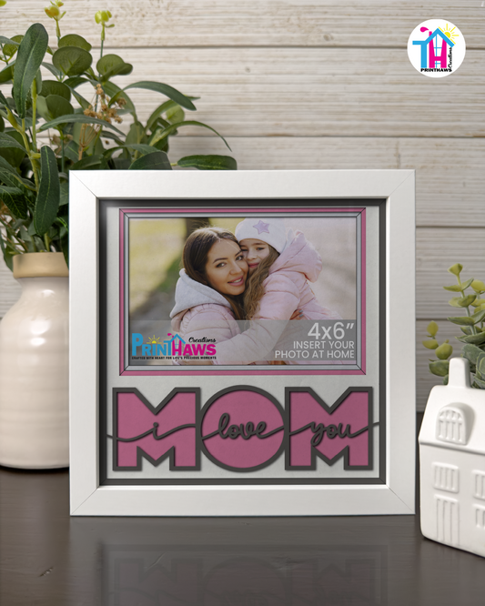 I Love You Mom - Crafted Memoirs Photo Frame By Printhaws Creations, Matte White Frame, In A Refined Range Of Colors, 8x8 Frame Holds (4R) Photo - For Mom