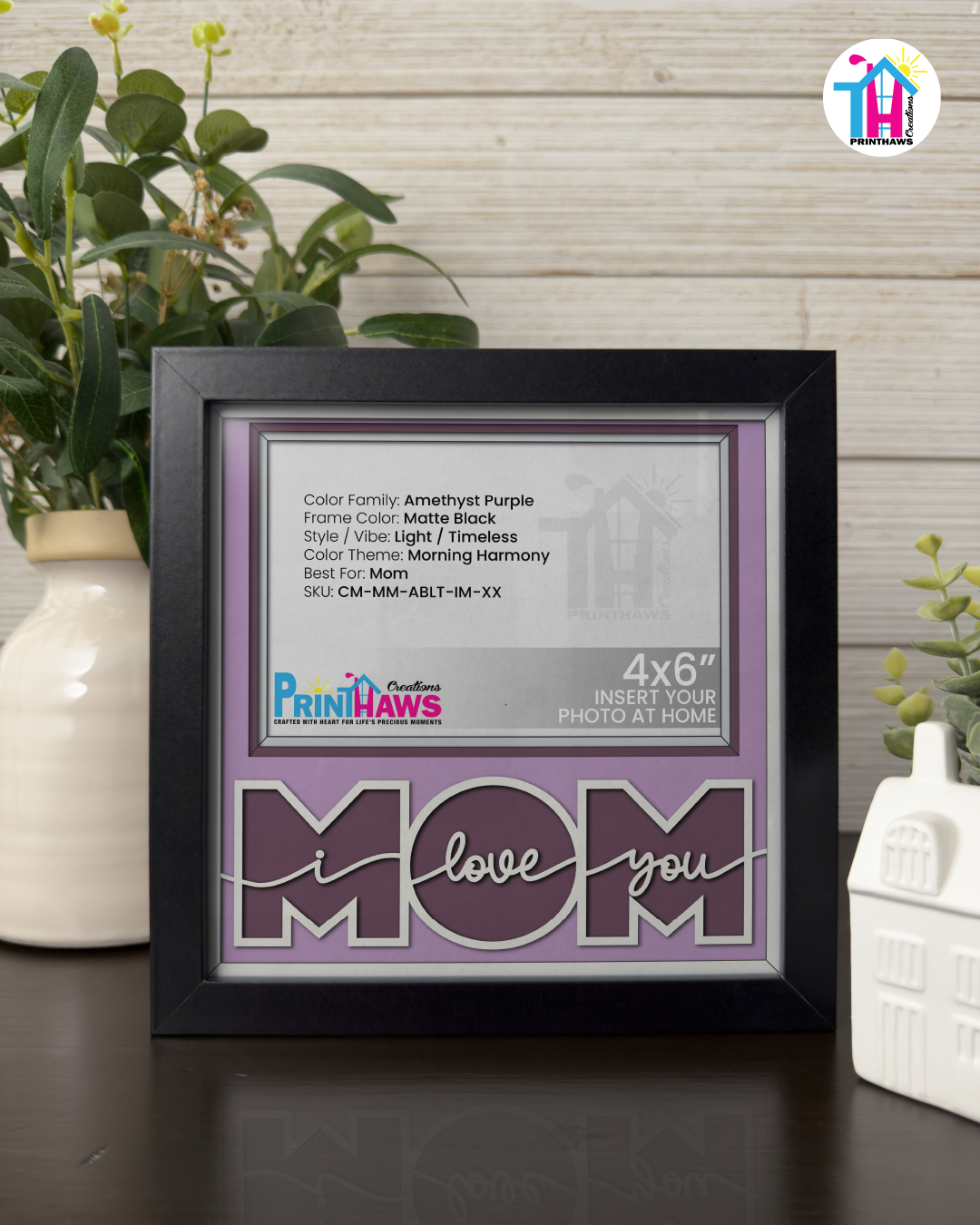 I Love You Mom - Crafted Memoirs Photo Frame By Printhaws Creations, Matte Black Frame, In A Refined Range Of Colors, 8x8 Frame Holds (4R) Photo - For Mom