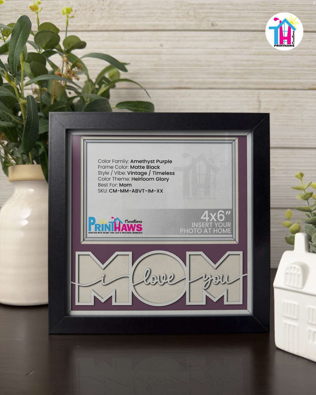 I Love You Mom - Crafted Memoirs Photo Frame By Printhaws Creations, Matte Black Frame, In A Refined Range Of Colors, 8x8 Frame Holds (4R) Photo - For Mom