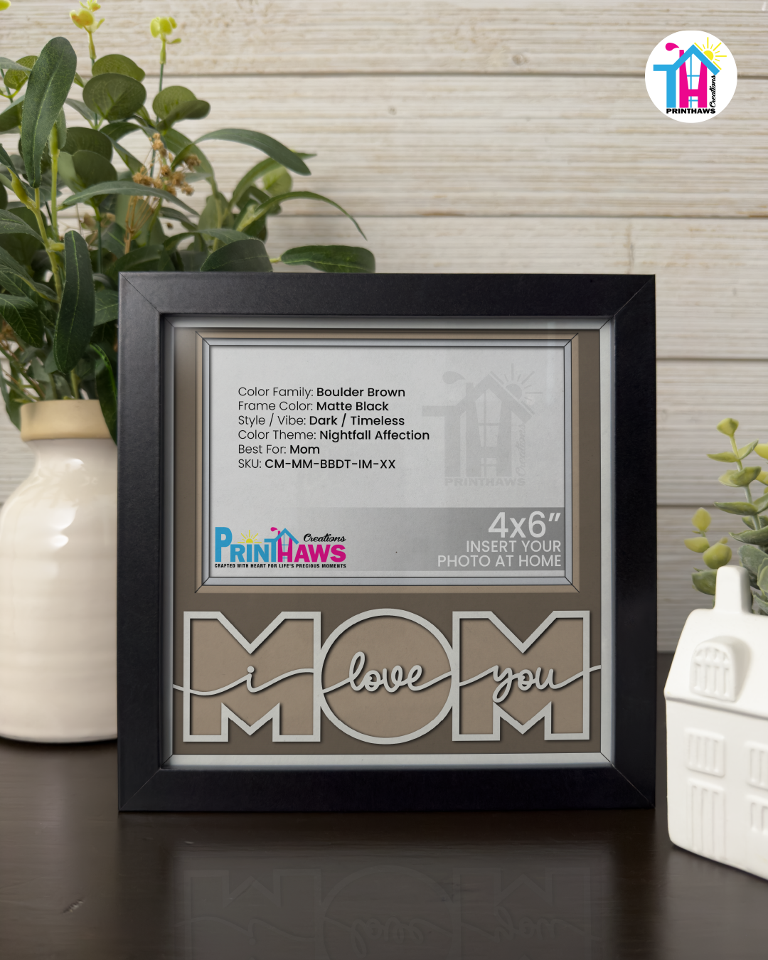 I Love You Mom - Crafted Memoirs Photo Frame By Printhaws Creations, Matte Black Frame, In A Refined Range Of Colors, 8x8 Frame Holds (4R) Photo - For Mom