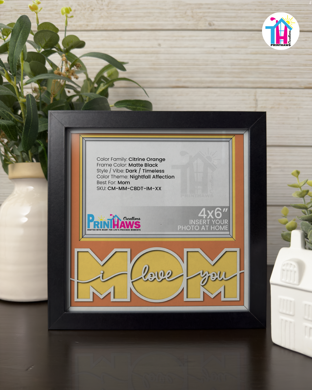 I Love You Mom - Crafted Memoirs Photo Frame By Printhaws Creations, Matte Black Frame, In A Refined Range Of Colors, 8x8 Frame Holds (4R) Photo - For Mom