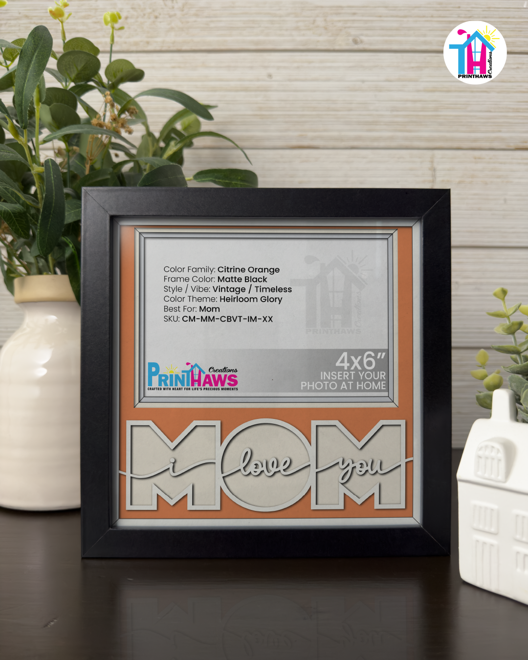 I Love You Mom - Crafted Memoirs Photo Frame By Printhaws Creations, Matte Black Frame, In A Refined Range Of Colors, 8x8 Frame Holds (4R) Photo - For Mom