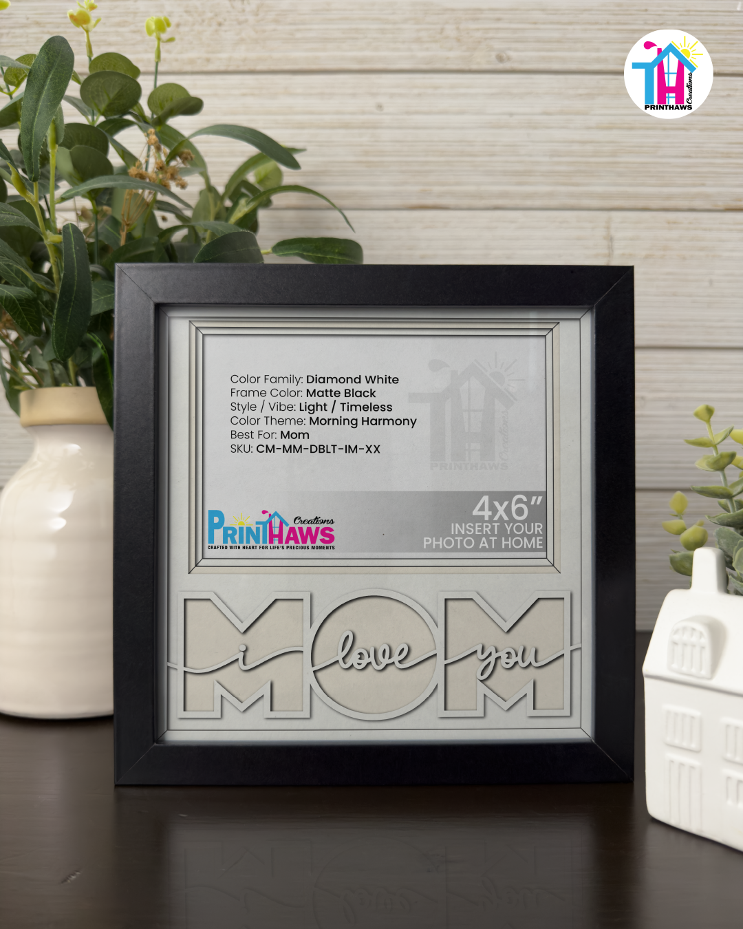 I Love You Mom - Crafted Memoirs Photo Frame By Printhaws Creations, Matte Black Frame, In A Refined Range Of Colors, 8x8 Frame Holds (4R) Photo - For Mom