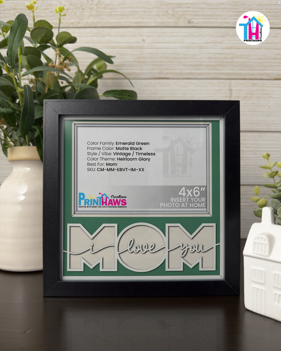 I Love You Mom - Crafted Memoirs Photo Frame By Printhaws Creations, Matte Black Frame, In A Refined Range Of Colors, 8x8 Frame Holds (4R) Photo - For Mom