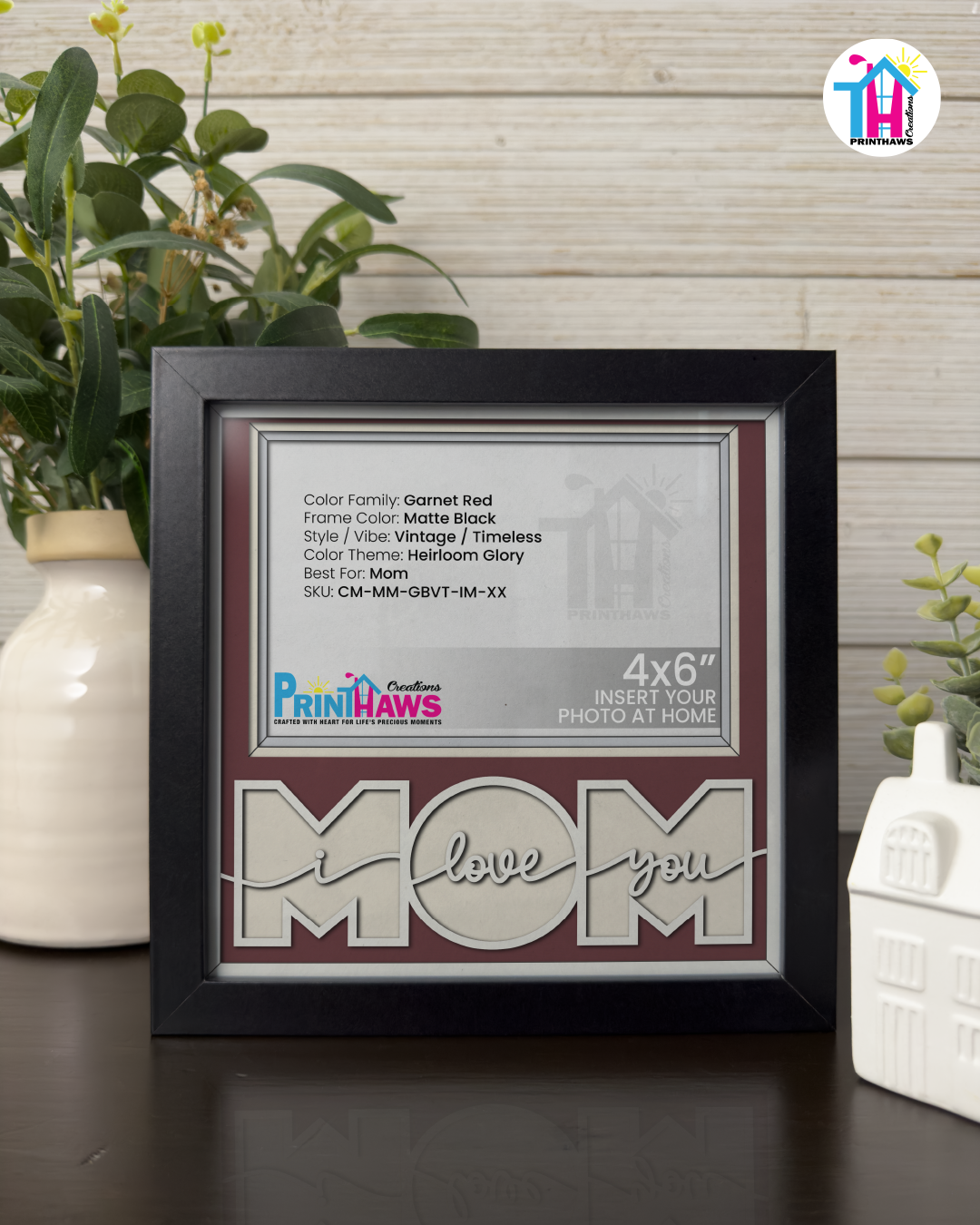 I Love You Mom - Crafted Memoirs Photo Frame By Printhaws Creations, Matte Black Frame, In A Refined Range Of Colors, 8x8 Frame Holds (4R) Photo - For Mom