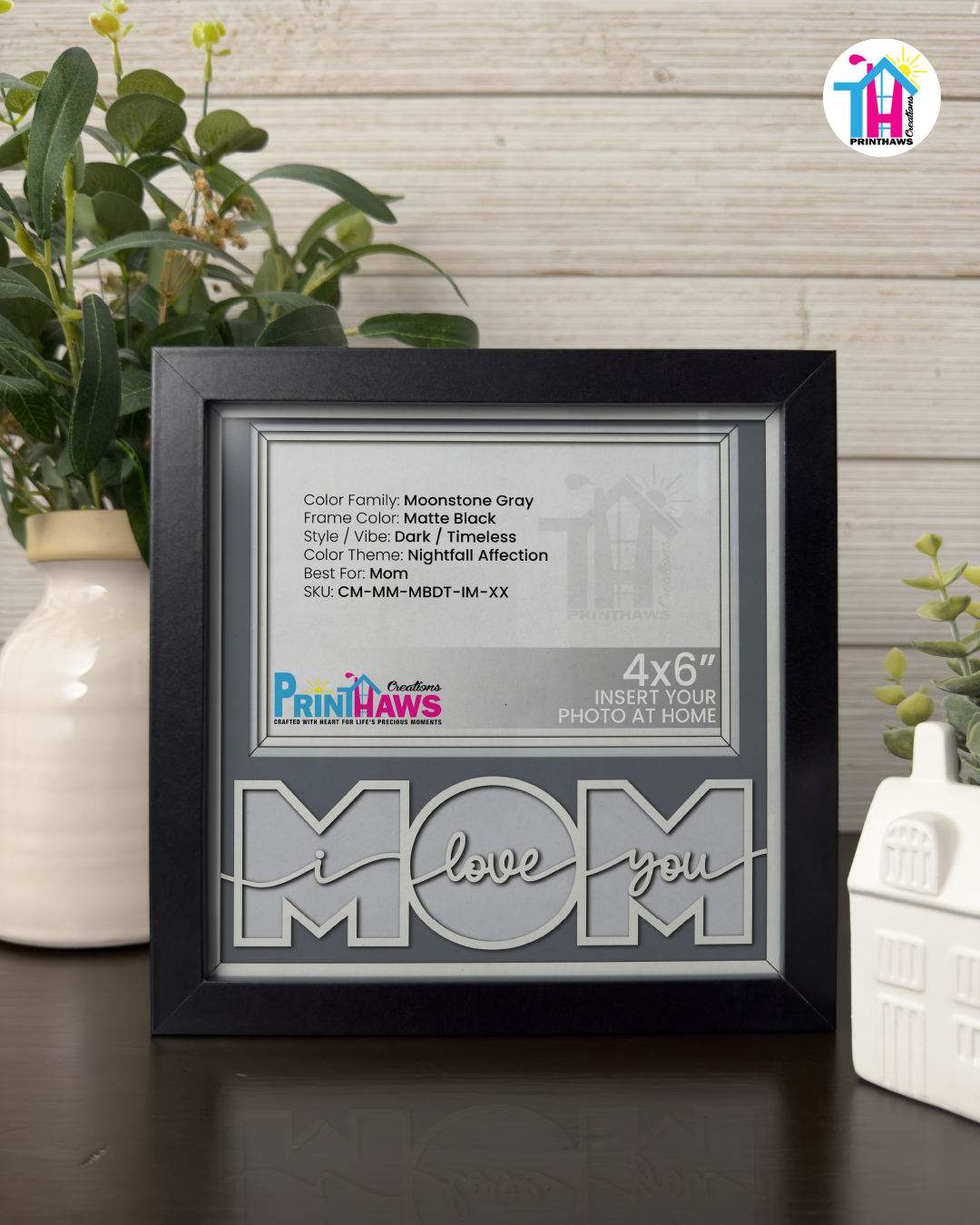 I Love You Mom - Crafted Memoirs Photo Frame By Printhaws Creations, Matte Black Frame, In A Refined Range Of Colors, 8x8 Frame Holds (4R) Photo - For Mom