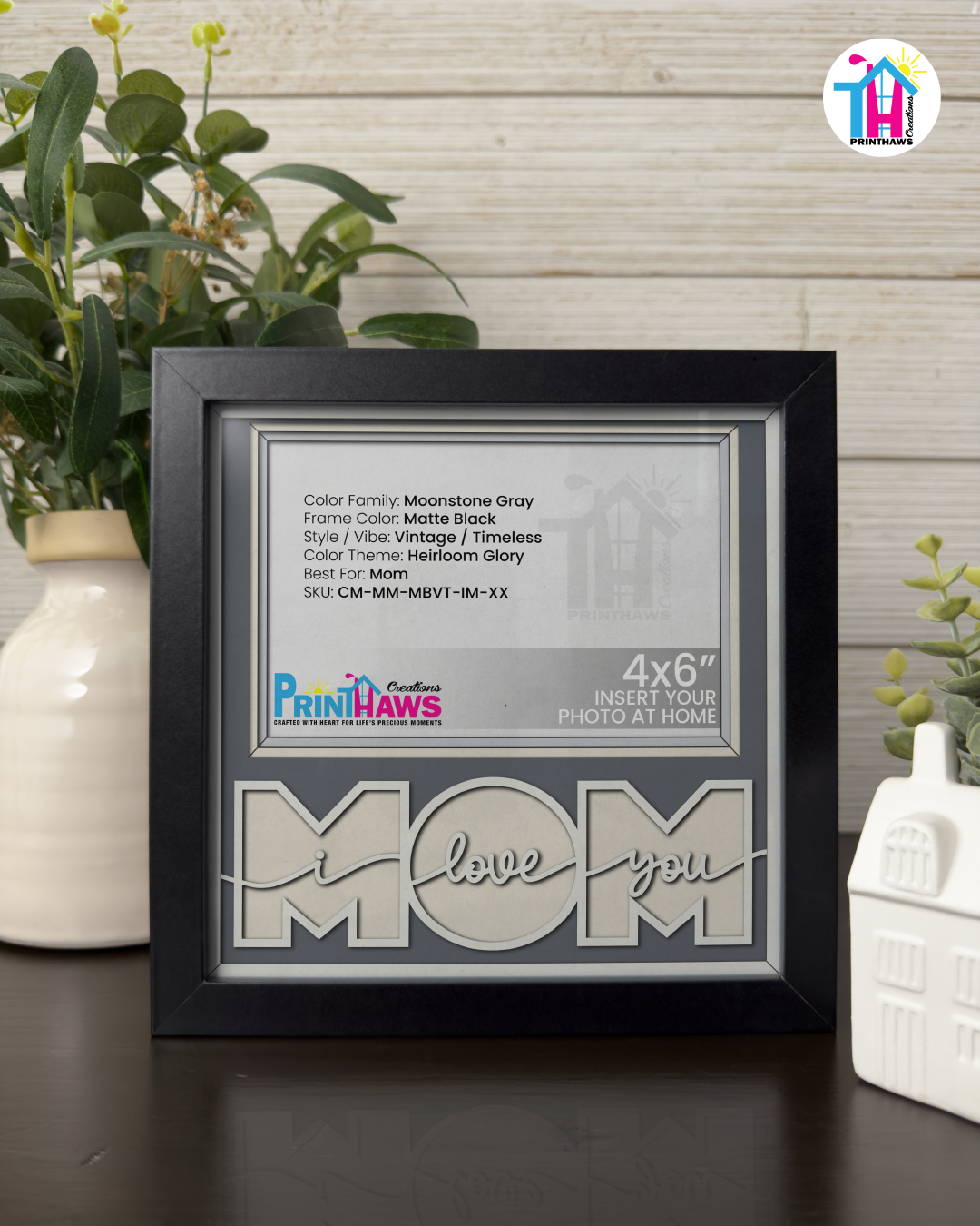 I Love You Mom - Crafted Memoirs Photo Frame By Printhaws Creations, Matte Black Frame, In A Refined Range Of Colors, 8x8 Frame Holds (4R) Photo - For Mom