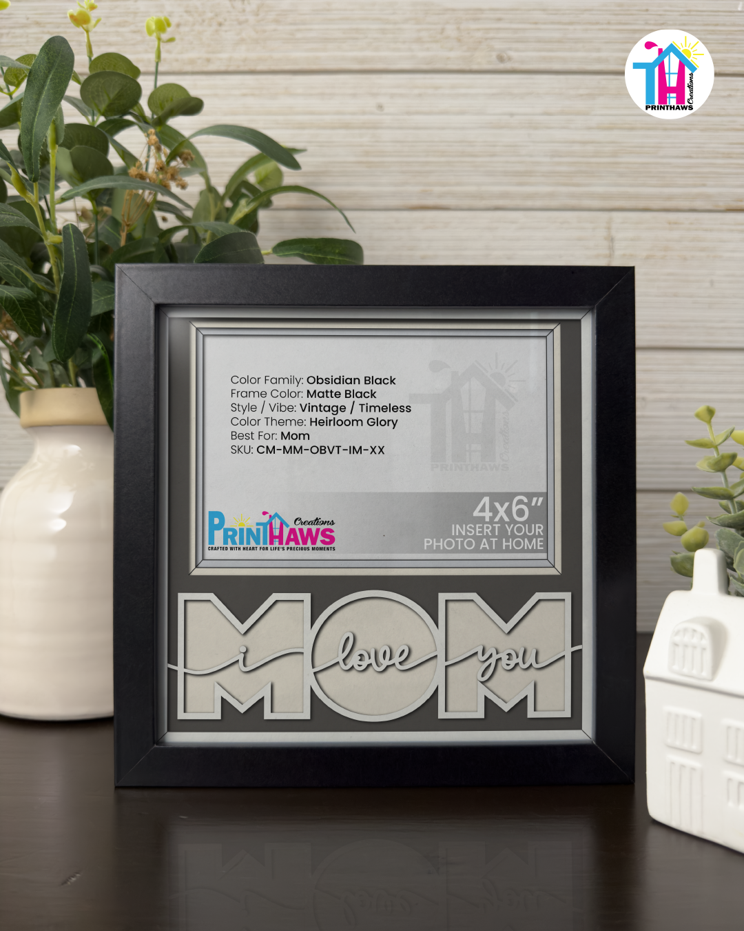 I Love You Mom - Crafted Memoirs Photo Frame By Printhaws Creations, Matte Black Frame, In A Refined Range Of Colors, 8x8 Frame Holds (4R) Photo - For Mom