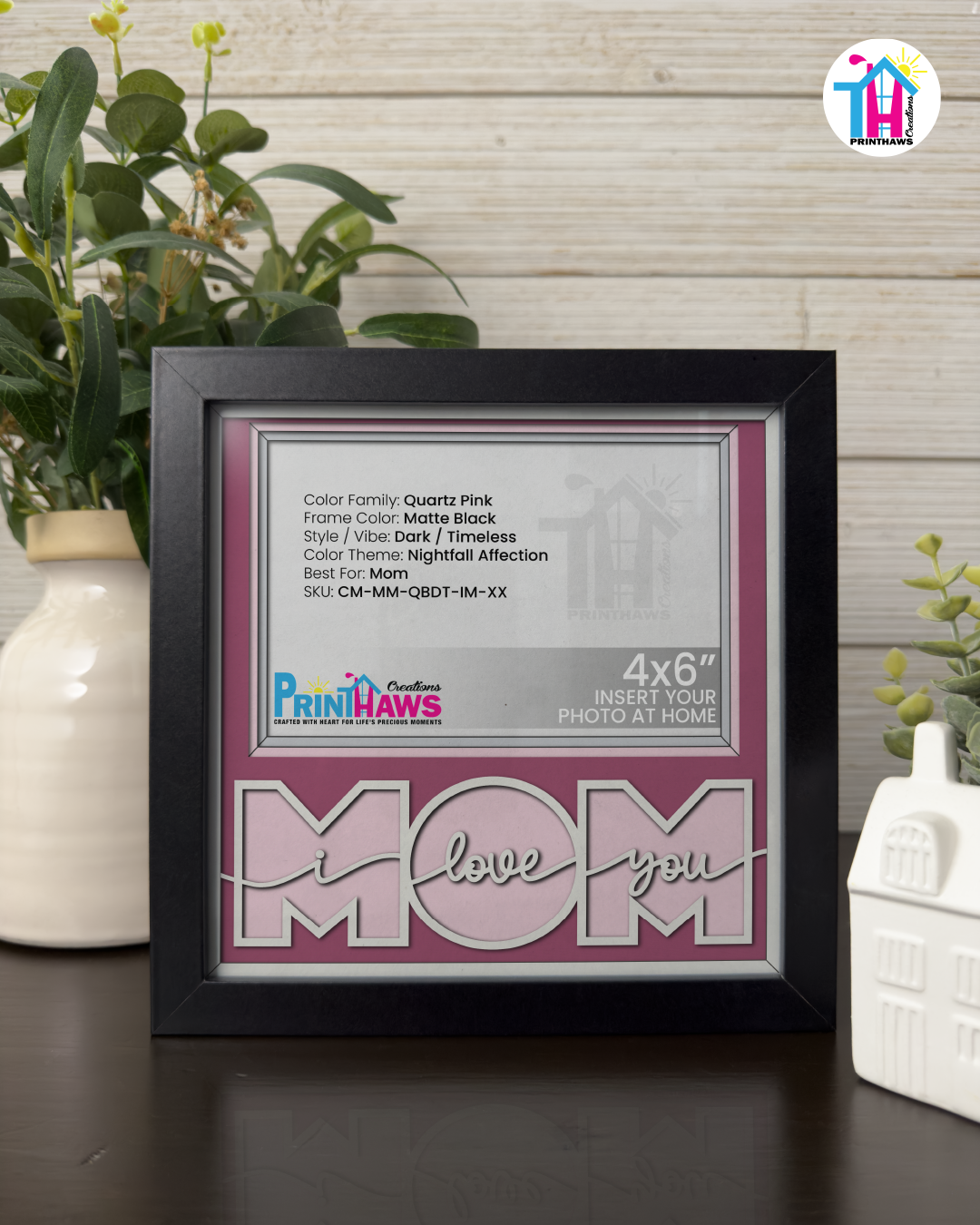 I Love You Mom - Crafted Memoirs Photo Frame By Printhaws Creations, Matte Black Frame, In A Refined Range Of Colors, 8x8 Frame Holds (4R) Photo - For Mom