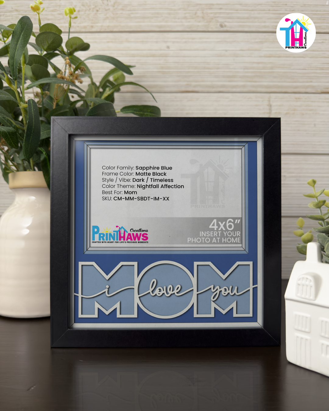 I Love You Mom - Crafted Memoirs Photo Frame By Printhaws Creations, Matte Black Frame, In A Refined Range Of Colors, 8x8 Frame Holds (4R) Photo - For Mom