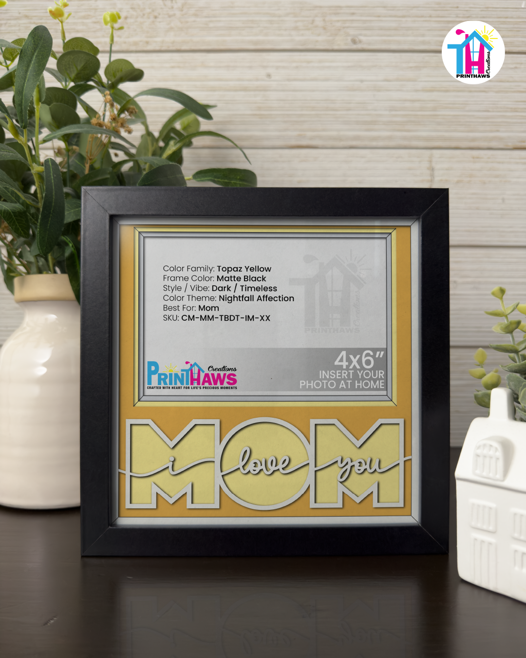 I Love You Mom - Crafted Memoirs Photo Frame By Printhaws Creations, Matte Black Frame, In A Refined Range Of Colors, 8x8 Frame Holds (4R) Photo - For Mom