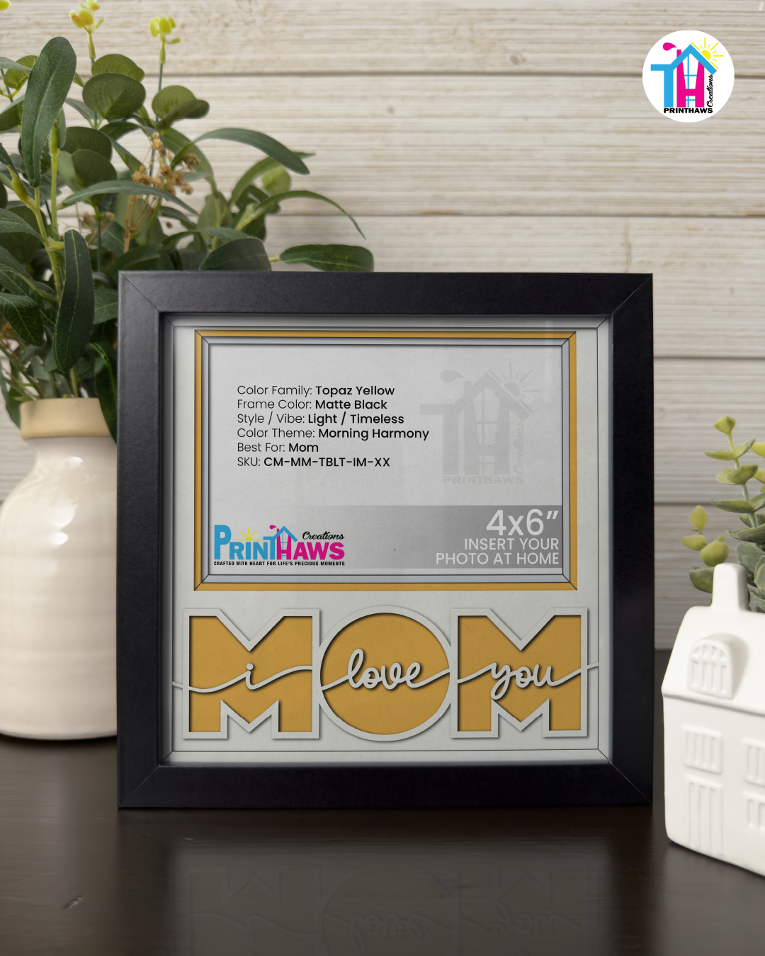 I Love You Mom - Crafted Memoirs Photo Frame By Printhaws Creations, Matte Black Frame, In A Refined Range Of Colors, 8x8 Frame Holds (4R) Photo - For Mom