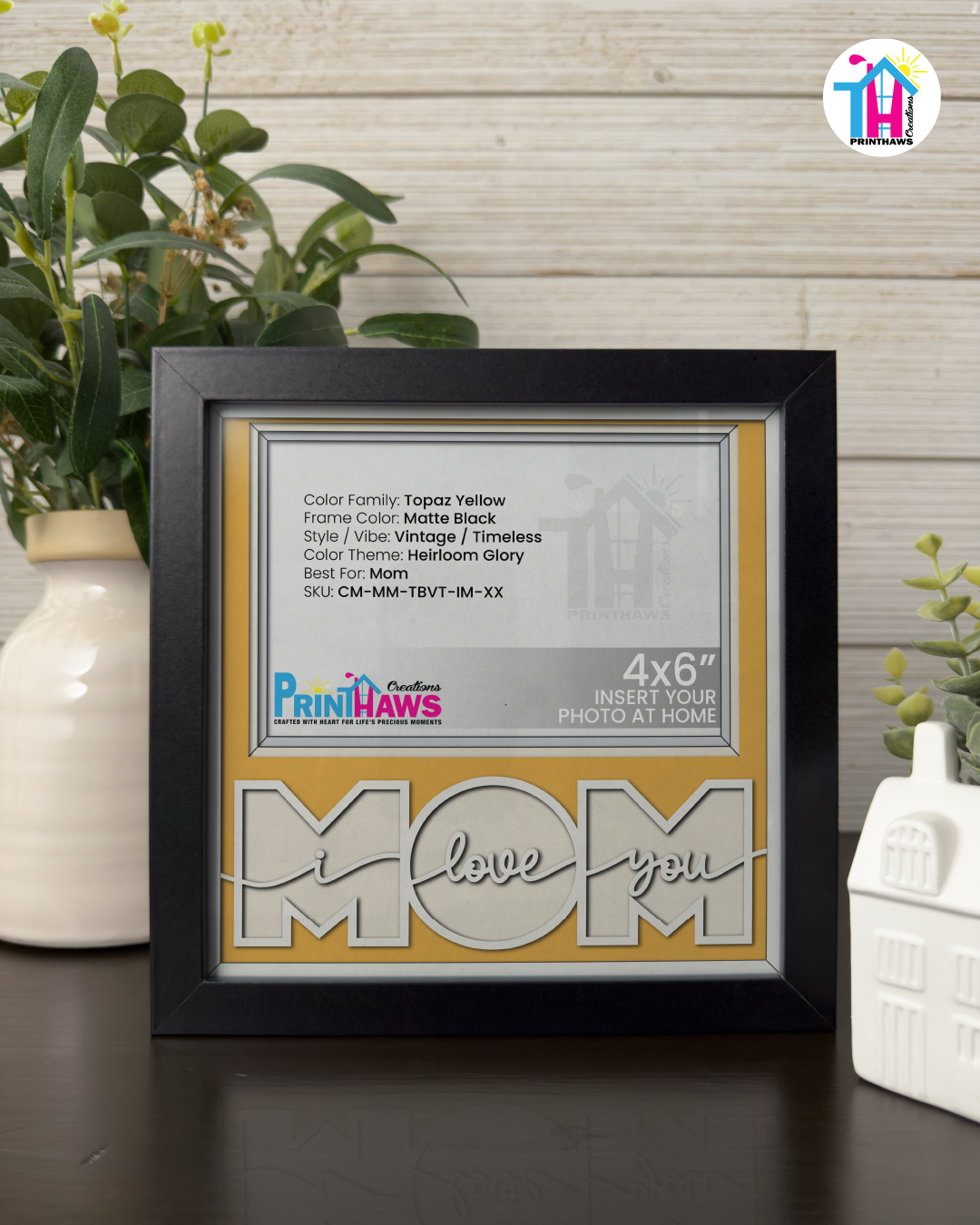 I Love You Mom - Crafted Memoirs Photo Frame By Printhaws Creations, Matte Black Frame, In A Refined Range Of Colors, 8x8 Frame Holds (4R) Photo - For Mom